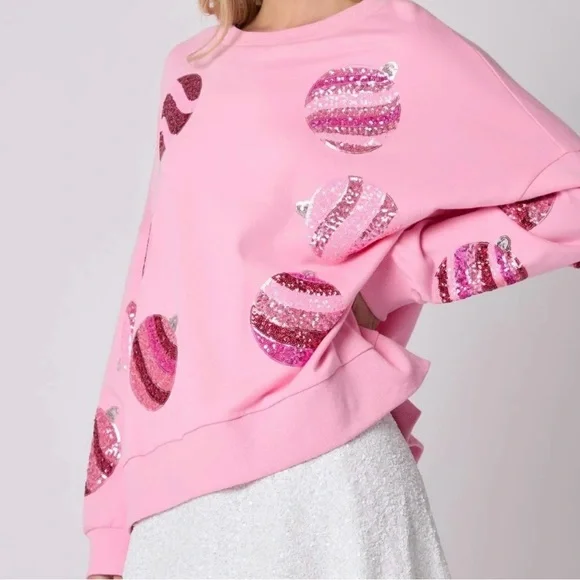 Pink Sequin Ornament Sweatshirt - Picture 3 of 5